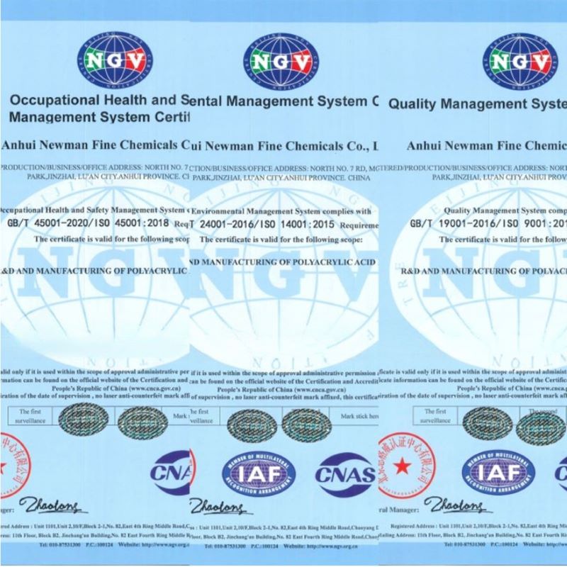  ISO9001/ISO14001 /ISO45001  carbomer